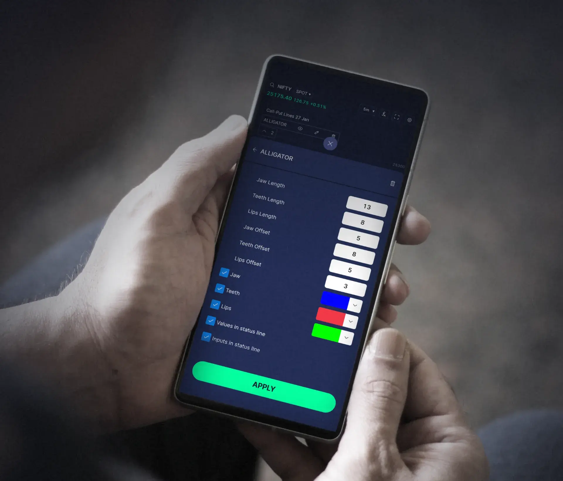 Advanced technical indicators with customization on Punch Charts