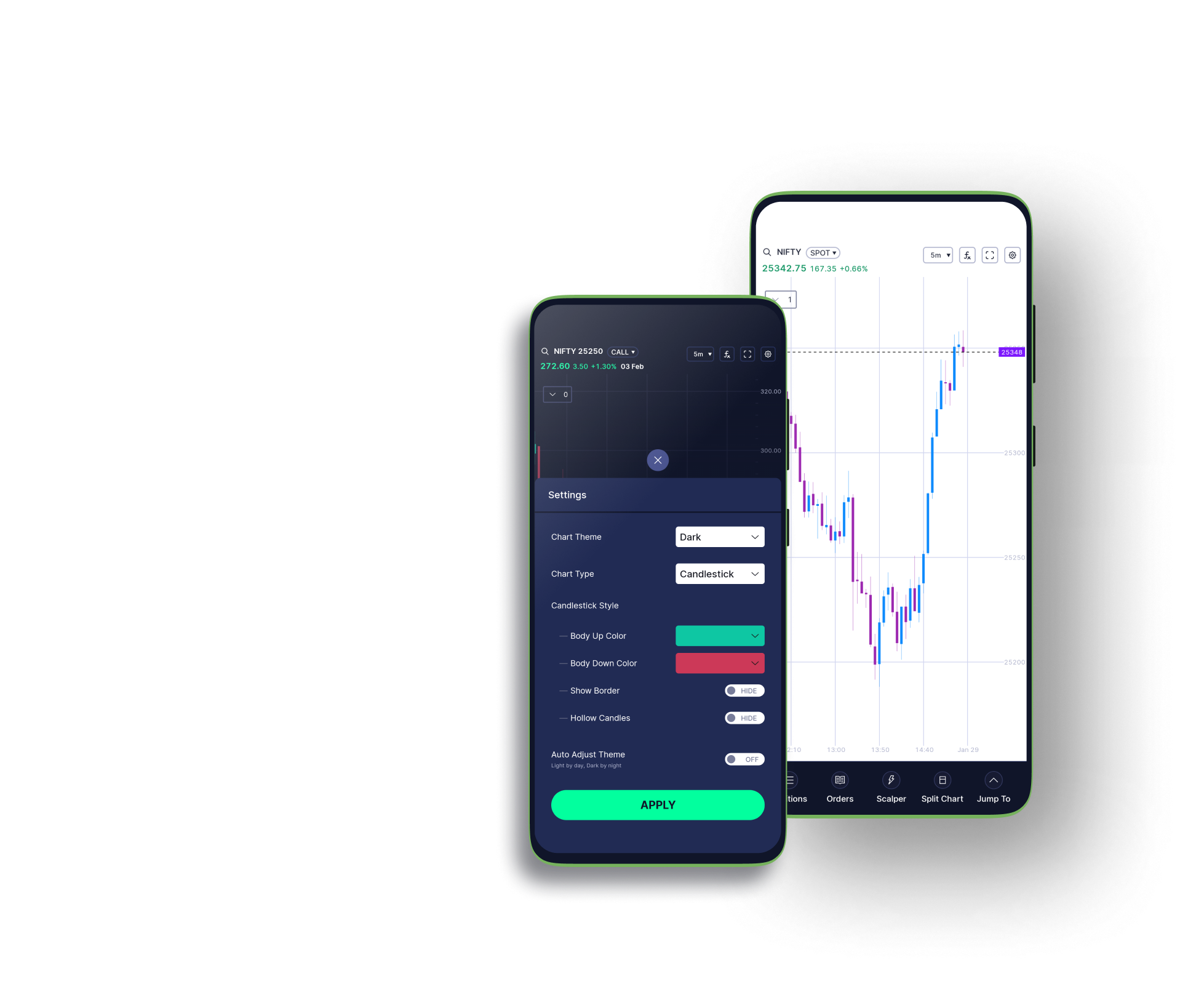 Dark mode and lite mode with candle customisation